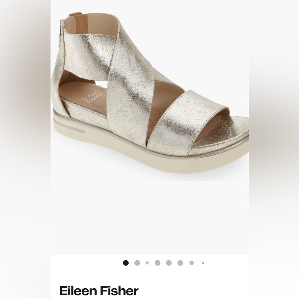 Eileen Fisher Metallic Strappy Sport Platform Sandal - Women